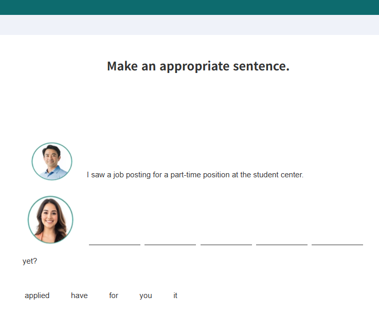뉴토플라이팅 유형 1: Build a Sentence 기출 문제